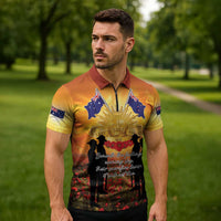 ANZAC Day Zipper Polo Shirt Remembrance Tribute Soldiers And Poppy Field LT05 - Polynesian Pride