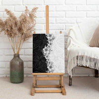 Hawaii Hibiscus Flowers Canvas Wall Art Grayscale Polynesian Pattern