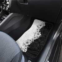 Hawaii Hibiscus Flowers Car Mats Grayscale Polynesian Pattern