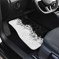 Hawaii Hibiscus Flowers Car Mats Grayscale Polynesian Pattern
