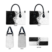 Hawaii Hibiscus Flowers Leather Bag Grayscale Polynesian Pattern