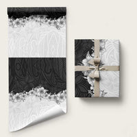 Hawaii Hibiscus Flowers Wrapping Paper Grayscale Polynesian Pattern