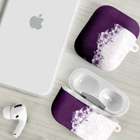 Hawaii Hibiscus Flowers AirPods Case Purple Polynesian Pattern