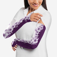 Hawaii Hibiscus Flowers Arm Sleeves Purple Polynesian Pattern