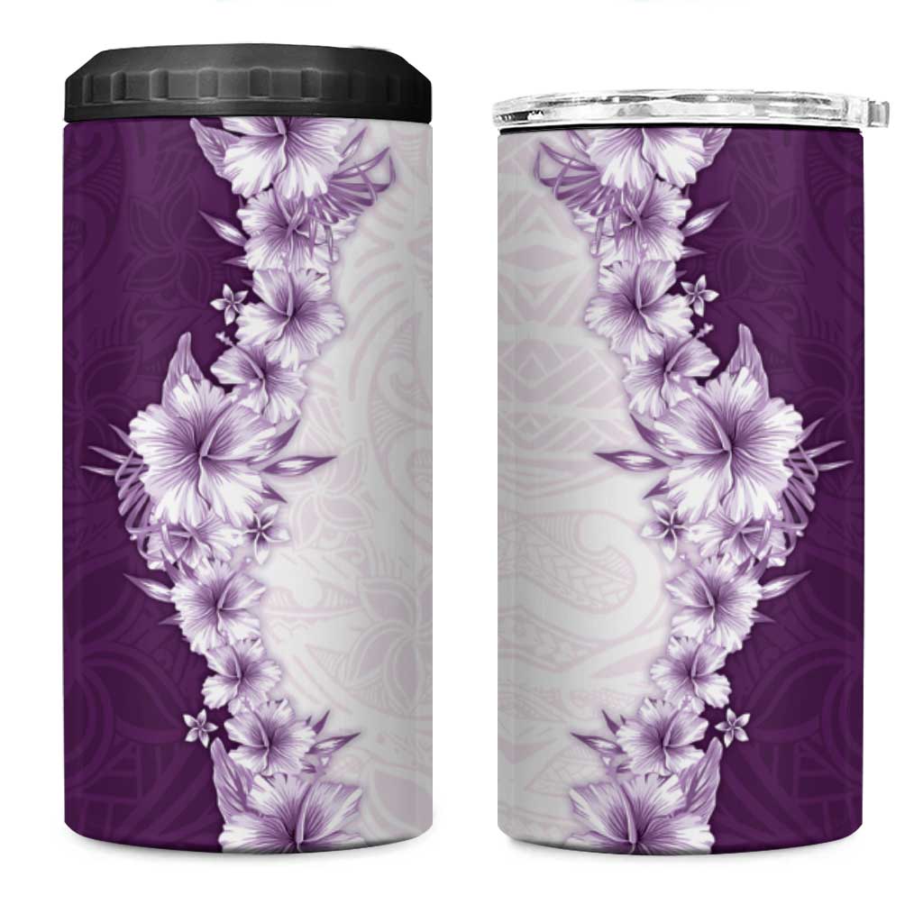 Hawaii Hibiscus Flowers 4 in 1 Can Cooler Tumbler Purple Polynesian Pattern LT05 One Size: 16 oz Purple - Polynesian Pride