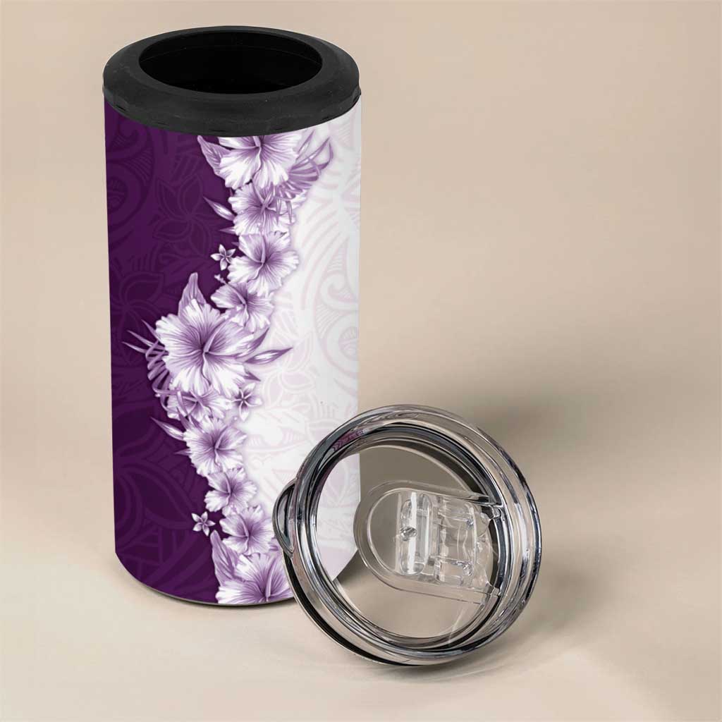 Hawaii Hibiscus Flowers 4 in 1 Can Cooler Tumbler Purple Polynesian Pattern LT05 - Polynesian Pride
