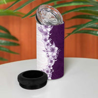 Hawaii Hibiscus Flowers 4 in 1 Can Cooler Tumbler Purple Polynesian Pattern LT05 - Polynesian Pride