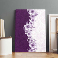 Hawaii Hibiscus Flowers Canvas Wall Art Purple Polynesian Pattern