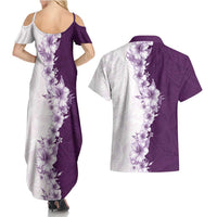 Hawaii Hibiscus Flowers Couples Matching Summer Maxi Dress and Hawaiian Shirt Purple Polynesian Pattern LT05 - Polynesian Pride