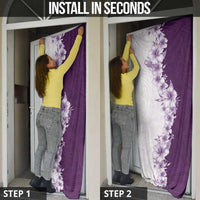 Hawaii Hibiscus Flowers Door Cover Purple Polynesian Pattern