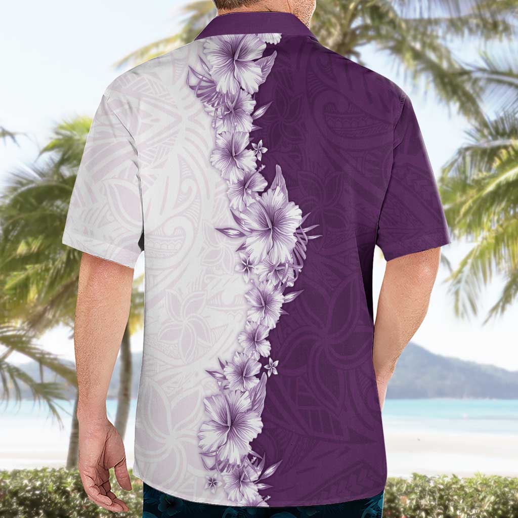 Hawaii Hibiscus Flowers Hawaiian Shirt Purple Polynesian Pattern