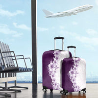 Hawaii Hibiscus Flowers Luggage Cover Purple Polynesian Pattern