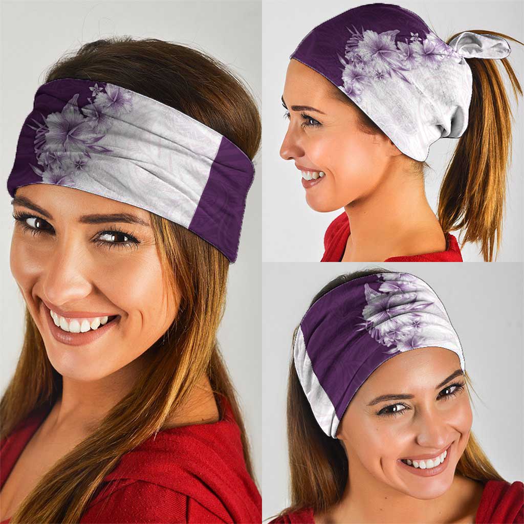 Hawaii Hibiscus Flowers Neck Gaiter Purple Polynesian Pattern