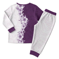 Hawaii Hibiscus Flowers Christmas Pajama Set Purple Polynesian Pattern LT05 - Polynesian Pride
