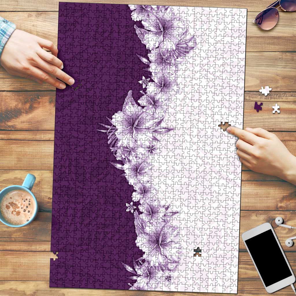Hawaii Hibiscus Flowers Puzzle Purple Polynesian Pattern