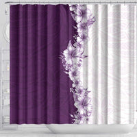Hawaii Hibiscus Flowers Shower Curtain Purple Polynesian Pattern