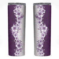 Hawaii Hibiscus Flowers Skinny Tumbler Purple Polynesian Pattern