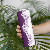 Hawaii Hibiscus Flowers Skinny Tumbler Purple Polynesian Pattern