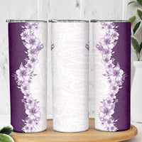 Hawaii Hibiscus Flowers Skinny Tumbler Purple Polynesian Pattern