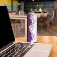 Hawaii Hibiscus Flowers Skinny Tumbler Purple Polynesian Pattern