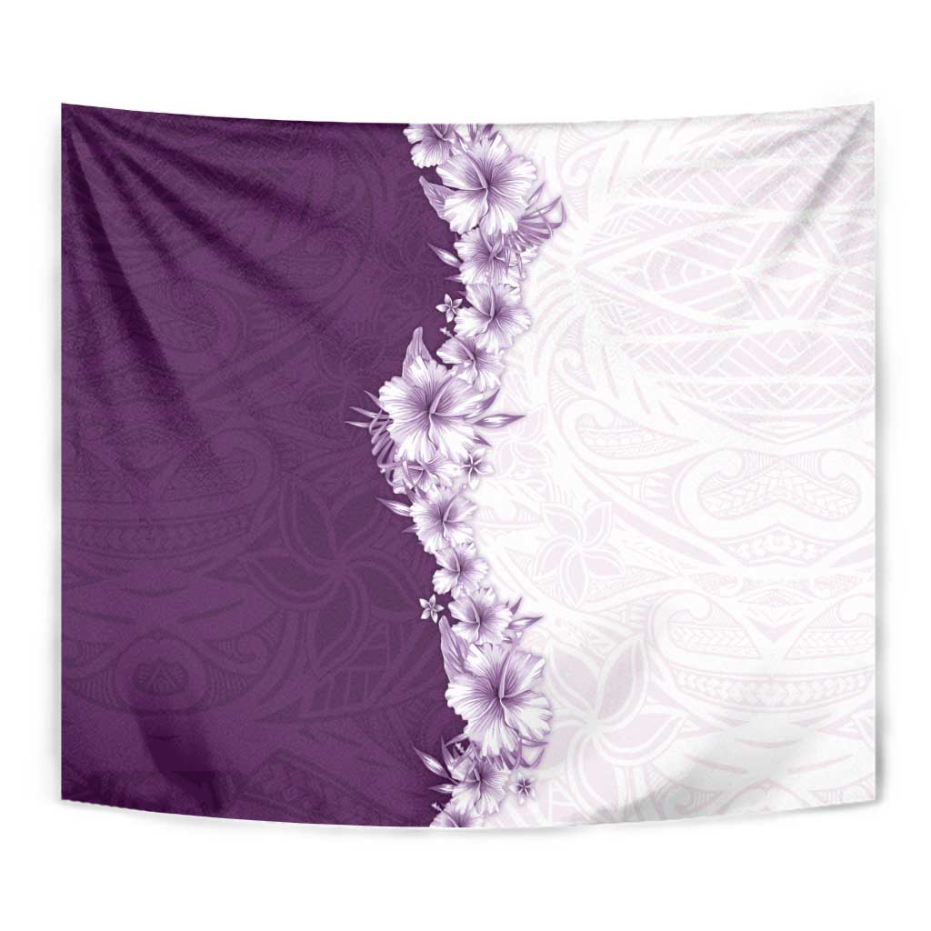 Hawaii Hibiscus Flowers Tapestry Purple Polynesian Pattern