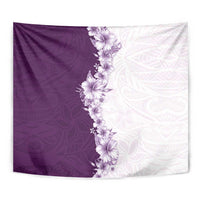 Hawaii Hibiscus Flowers Tapestry Purple Polynesian Pattern