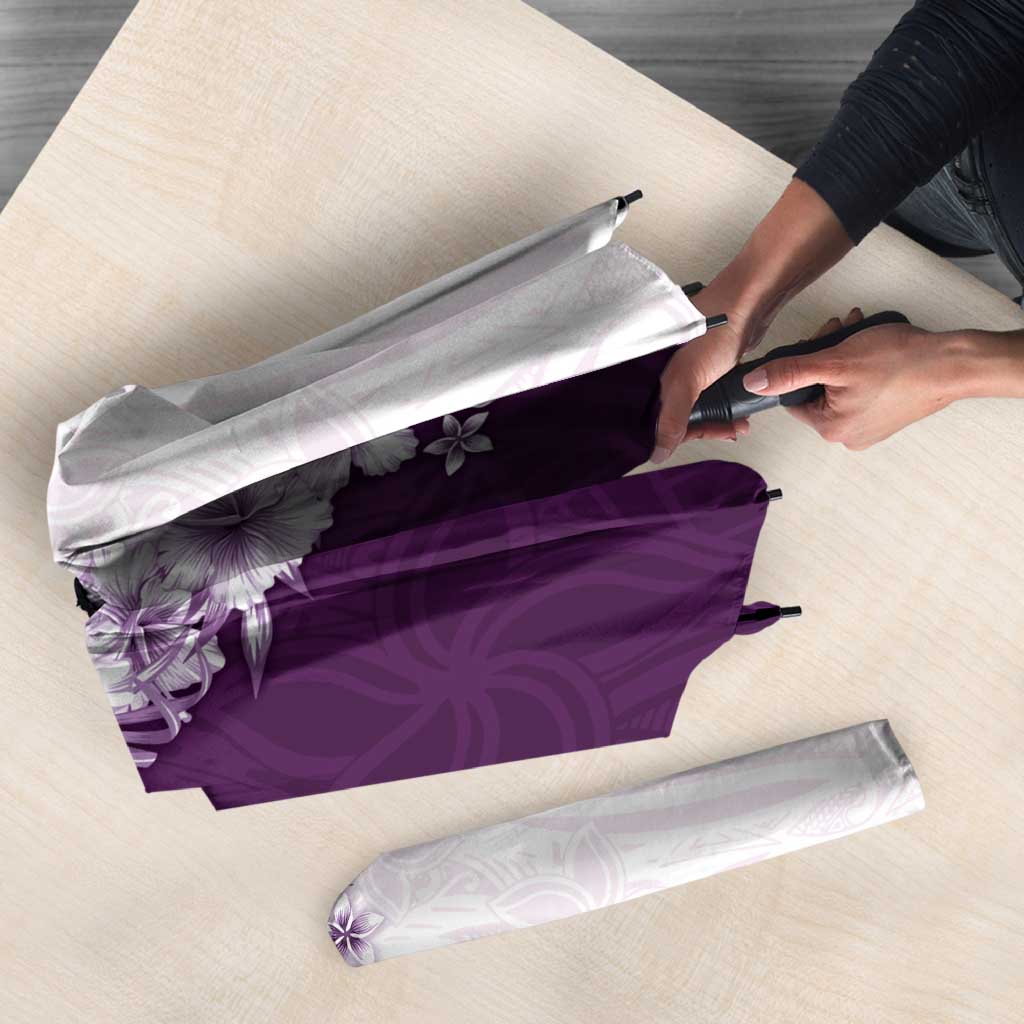 Hawaii Hibiscus Flowers Umbrella Purple Polynesian Pattern