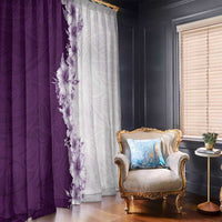 Hawaii Hibiscus Flowers Window Curtain Purple Polynesian Pattern