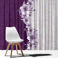 Hawaii Hibiscus Flowers Window Curtain Purple Polynesian Pattern