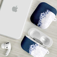 Hawaii Hibiscus Flowers AirPods Case Blue Polynesian Pattern