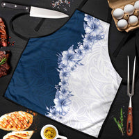 Hawaii Hibiscus Flowers Apron Blue Polynesian Pattern