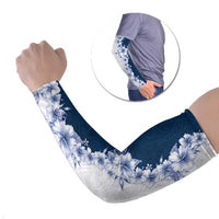 Hawaii Hibiscus Flowers Arm Sleeves Blue Polynesian Pattern