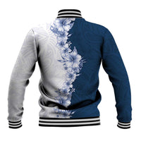 Hawaii Hibiscus Flowers Baseball Jacket Blue Polynesian Pattern