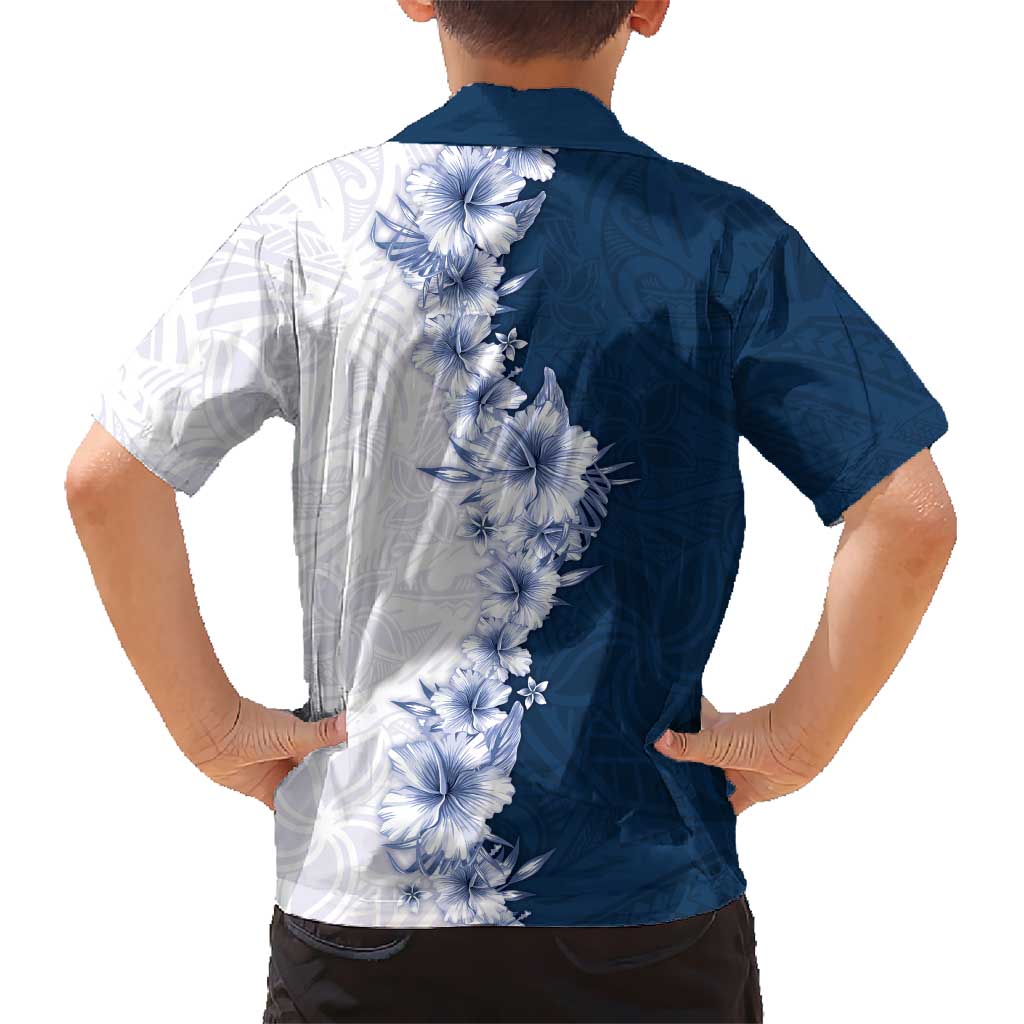 Hawaii Hibiscus Flowers Family Matching Tank Maxi Dress and Hawaiian Shirt Blue Polynesian Pattern LT05 - Polynesian Pride