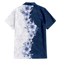 Hawaii Hibiscus Flowers Family Matching Tank Maxi Dress and Hawaiian Shirt Blue Polynesian Pattern LT05 - Polynesian Pride