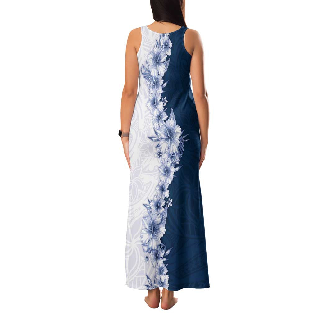 Hawaii Hibiscus Flowers Family Matching Tank Maxi Dress and Hawaiian Shirt Blue Polynesian Pattern LT05 - Polynesian Pride