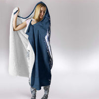 Hawaii Hibiscus Flowers Hooded Blanket Blue Polynesian Pattern