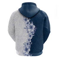 Hawaii Hibiscus Flowers Hoodie Blue Polynesian Pattern