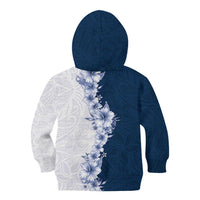 Hawaii Hibiscus Flowers Kid Hoodie Blue Polynesian Pattern