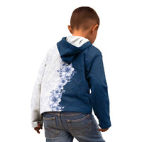 Hawaii Hibiscus Flowers Kid Hoodie Blue Polynesian Pattern