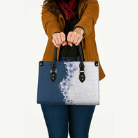Hawaii Hibiscus Flowers Leather Bag Blue Polynesian Pattern