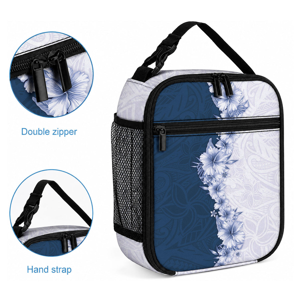 Hawaii Hibiscus Flowers Lunch Bag Blue Polynesian Pattern LT05 - Polynesian Pride