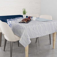 Hawaii Hibiscus Flowers Tablecloth Blue Polynesian Pattern