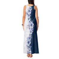 Hawaii Hibiscus Flowers Tank Maxi Dress Blue Polynesian Pattern