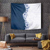 Hawaii Hibiscus Flowers Tapestry Blue Polynesian Pattern