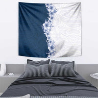Hawaii Hibiscus Flowers Tapestry Blue Polynesian Pattern