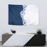 Hawaii Hibiscus Flowers Tapestry Blue Polynesian Pattern