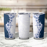 Hawaii Hibiscus Flowers Tumbler Cup Blue Polynesian Pattern
