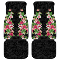 Hawaii Tropical Flowers Car Mats Black Polynesian Tattoo Art