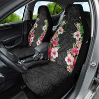 Hawaii Tropical Flowers Car Seat Cover Black Polynesian Tattoo Art LT05 - Polynesian Pride